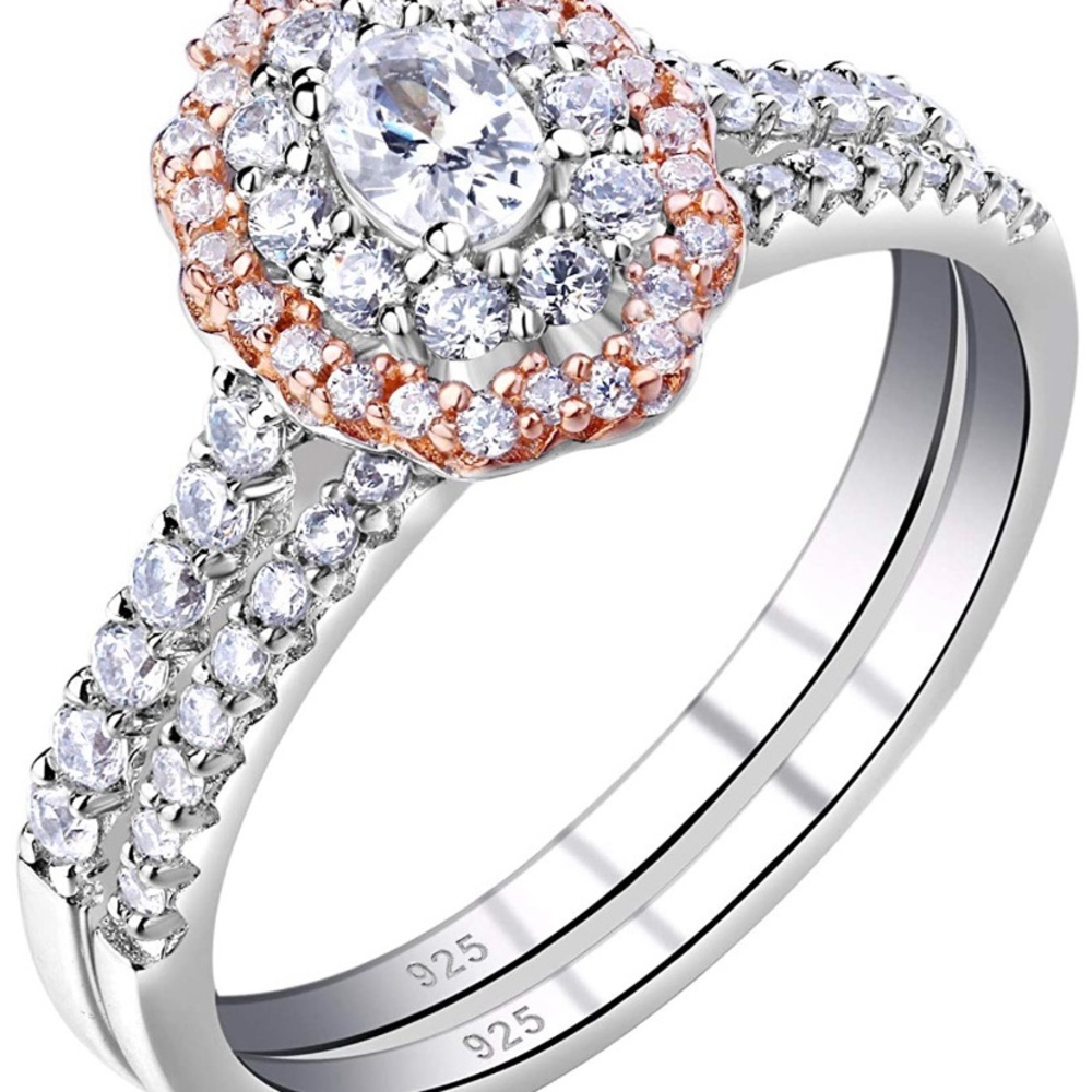 Women’s 2pc Rose Gold&Sterling Silver Wedding Ring